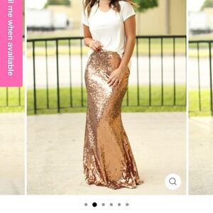 NWT - Rose Gold Sequin Maxi Skirt